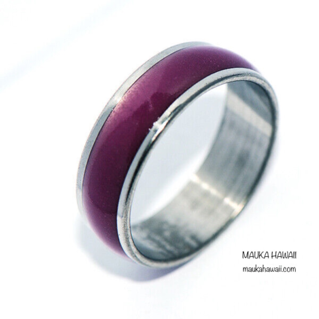 Enamel Band 316l Stainless Steel Purple Color Men’s Women’s Ring Size 6 7.5 9 10